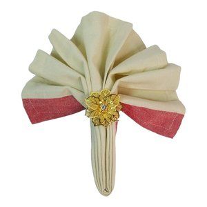 Home Wear Alcott Dinner Napkins with Rings Set of 4 18" x 18" 100% Cotton NEW